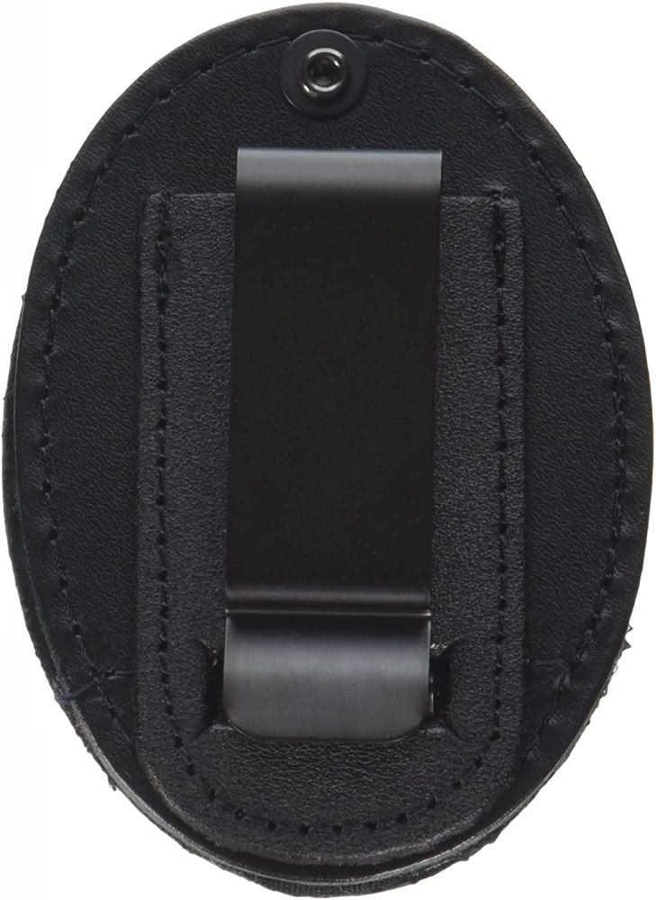 Boston Leather Oval Badge Holder Hook And Loop Closure - Badge Clips
